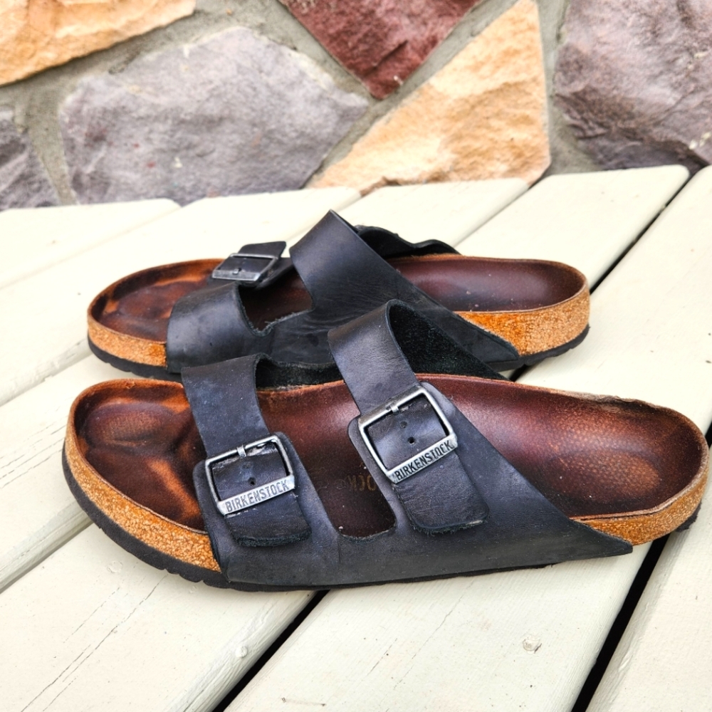 Birkenstock Arizona Leather Sandals Size 45 Black